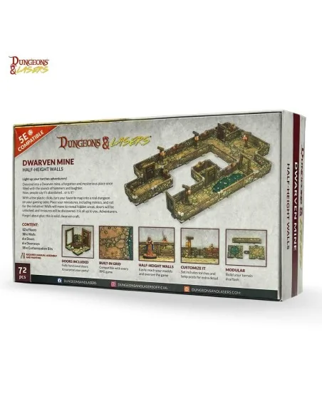 Dungeons & Lasers Dwarven Mine Half-Height Walls - Archon Studio DN...