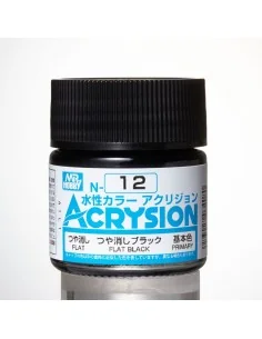Mr Hobby -Gunze Acrysion (10 ml) Flat Black - Mr Hobby - Gunze N-012