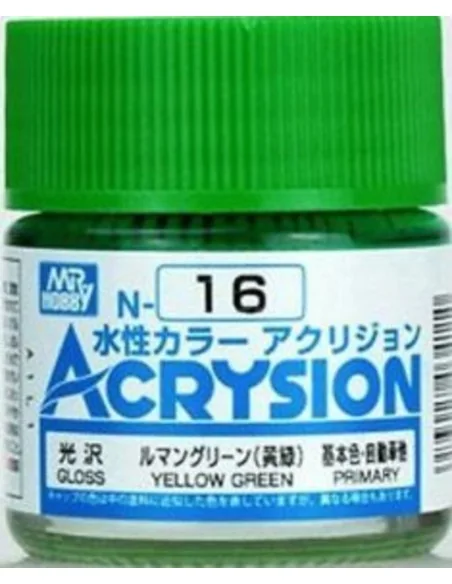 Mr Hobby -Gunze Acrysion (10 ml) Yellow Green - Mr Hobby - Gunze N-016