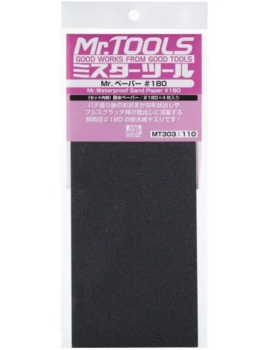 Mr Hobby -Gunze Mr. Waterproof Sand Paper 180 x 4 Sheets - Mr Hobby...
