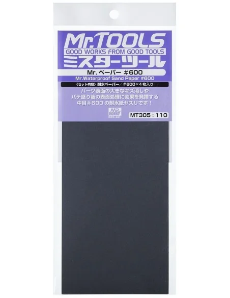 Mr Hobby -Gunze Mr. Waterproof Sand Paper 600 x 4 Sheets - Mr Hobby...