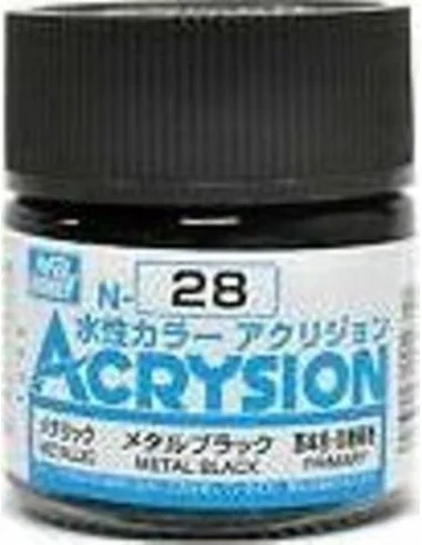 Mr Hobby -Gunze Acrysion (10 ml) Metal Black - Mr Hobby - Gunze N-028