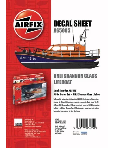 Decal Sheet - RNLI Shannon Class Lifeboat (A55015), 1/72 - Airfix A...