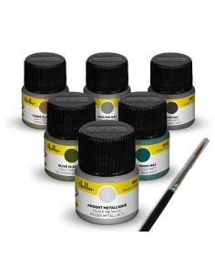 Acrylic Colour Set Military 6 x 12 ml + Brush - Heller 9400