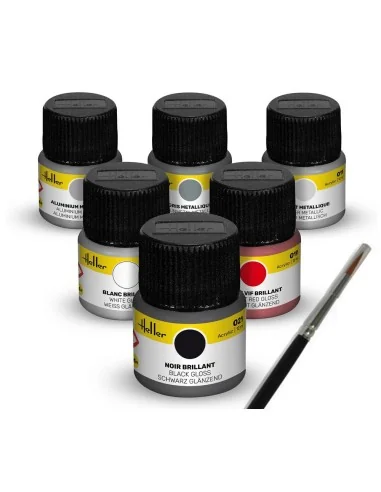Acrylic Colour Set Sports Car 6 x 12 ml + Brush - Heller 9403