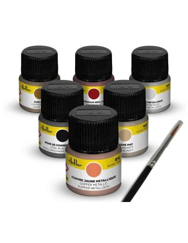 Acrylic Colour Set Classic Cars 6 x 12 ml + Brush - Heller 9404