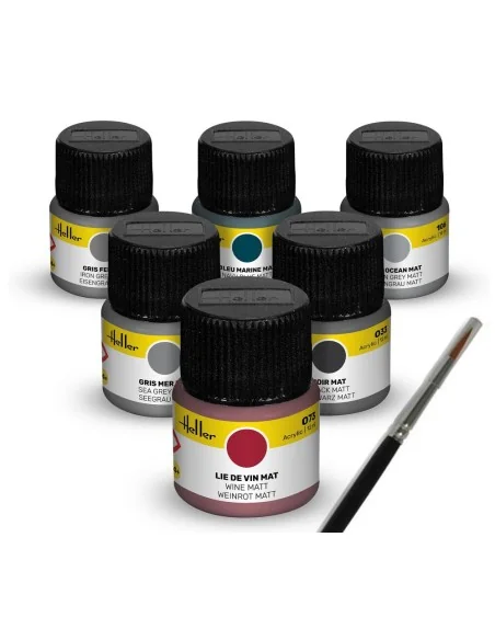 Acrylic Colour Set Navy 6 x 12 ml + Brush - Heller 9405