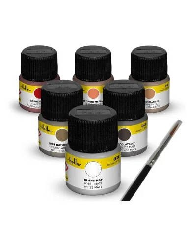 Acrylic Colour Set Sailing Ships 6 x 12 ml + Brush - Heller 9406