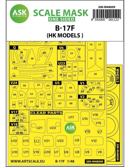 B-17F Flying Fortress outside painting mask for HK Models, 1/48 - A...