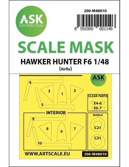 Hawker Hunter F.6 double-sided painting mask for Airfix, 1/48 - Art...