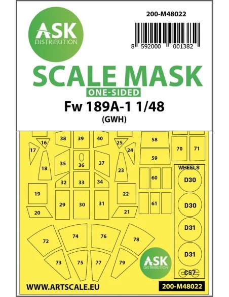 Focke Wulf Fw 189 one-sided painting mask for Great Wall Hobby, 1/4...