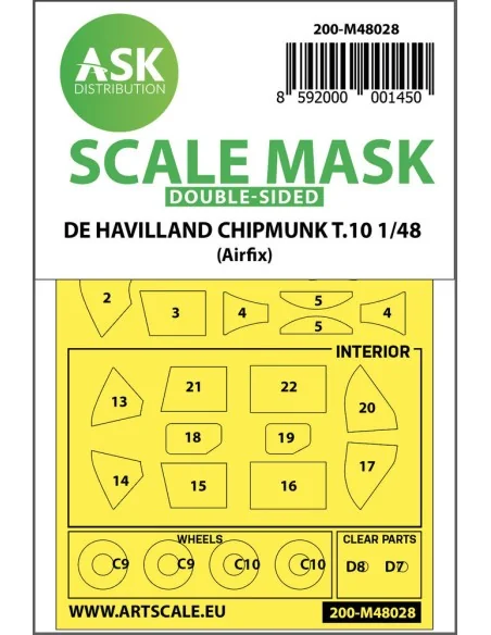 De Havilland Chipmunk T.10 double-sided painting mask for Airfix, 1...