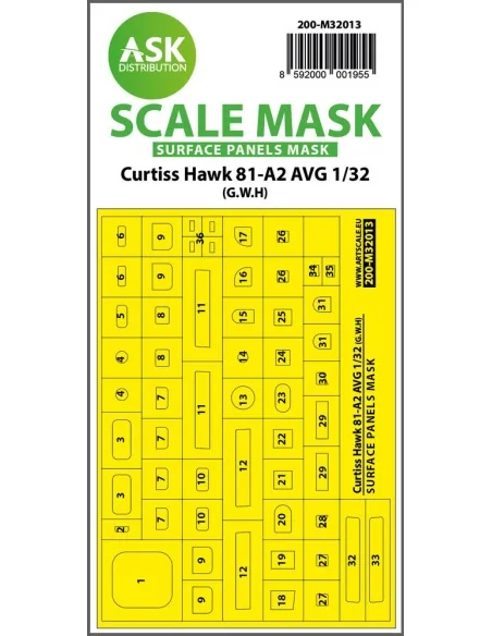 Curtiss Hawk 81-A2 AVG surface panels masks for Great Wall Hobby, 1...