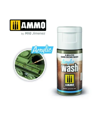 ACRYLIC WASH Dark Brown Wash - AMMO by MIG Jimenez A.MIG-0705