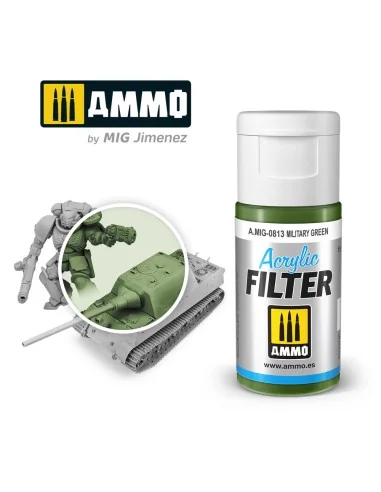 ACRYLIC FILTER Military Green - AMMO by MIG Jimenez A.MIG-0813