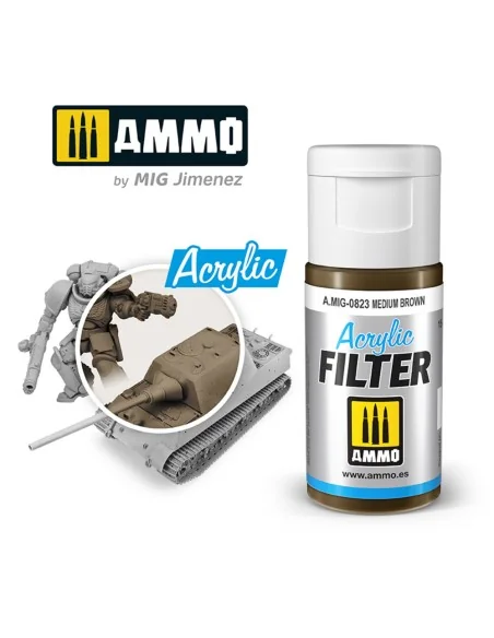 ACRYLIC FILTER Medium Brown - AMMO by MIG Jimenez A.MIG-0823