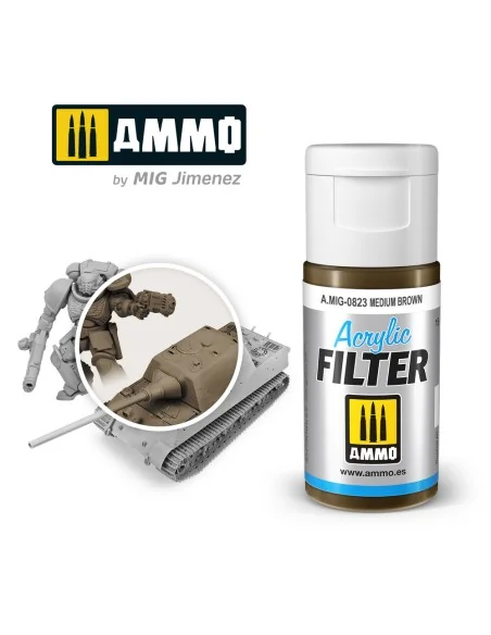 ACRYLIC FILTER Medium Brown - AMMO by MIG Jimenez A.MIG-0823