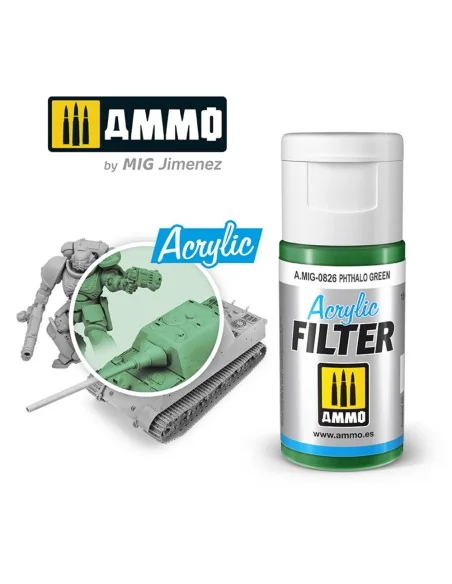 ACRYLIC FILTER Phthalo Green - AMMO by MIG Jimenez A.MIG-0826