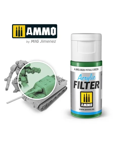 ACRYLIC FILTER Phthalo Green - AMMO by MIG Jimenez A.MIG-0826