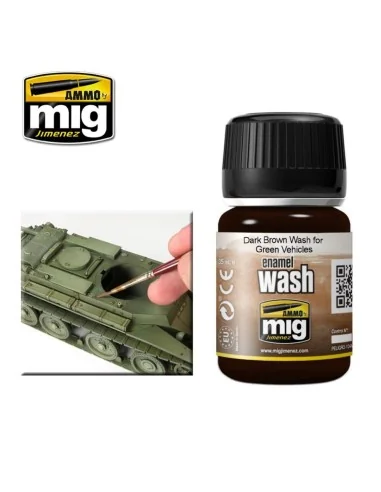 Dark Brown WASH for Green Vehicles - AMMO by MIG Jimenez A.MIG-1005