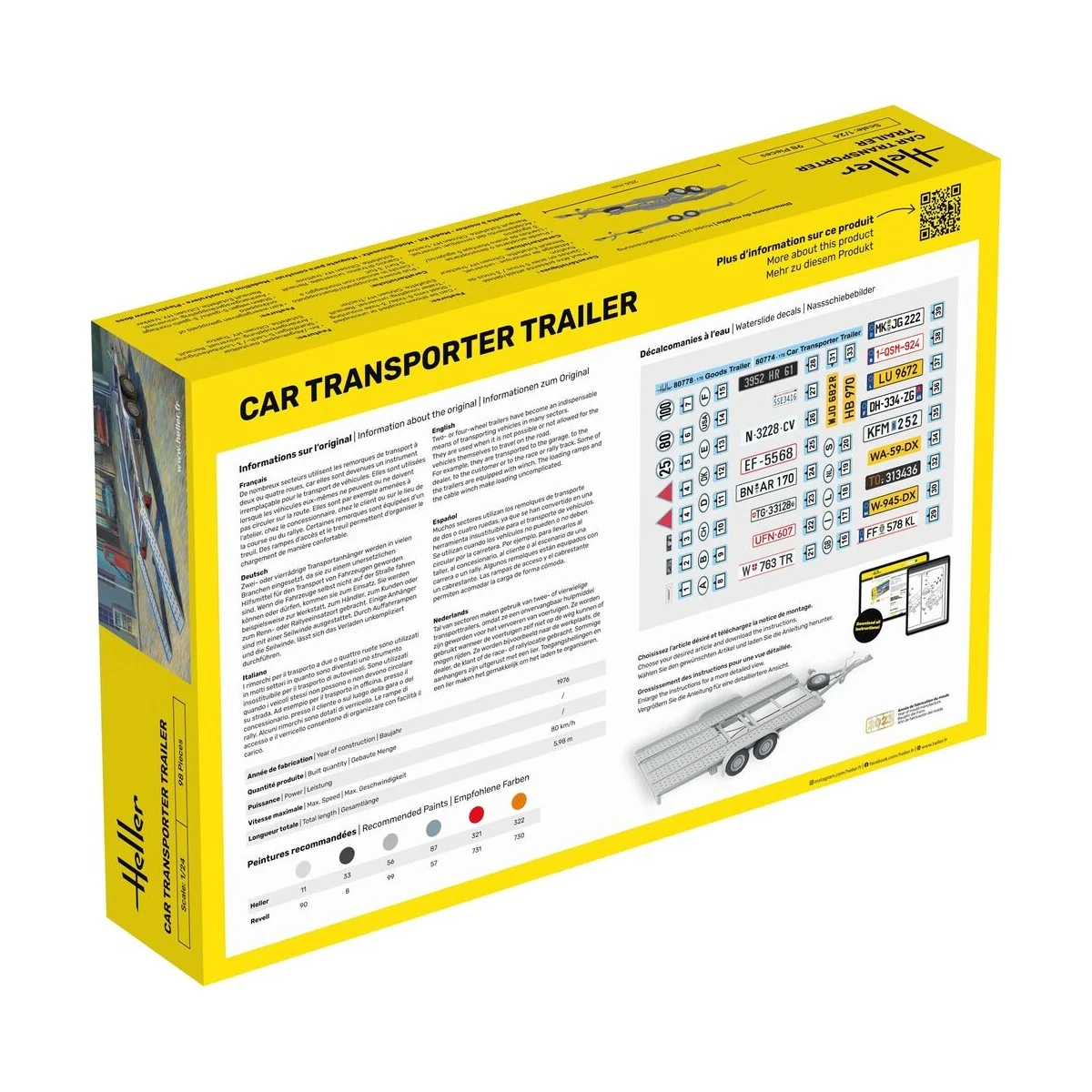 Car Transporter Trailer, 1/24 - Heller 80774 Car Transporter Trailer, 1/24 - Heller 80774