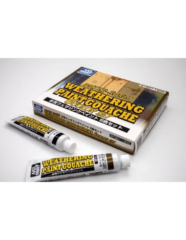Mr Hobby -Gunze WATER-BASED WEATHERING PAINT GOUACHE 6 Color Set - ...