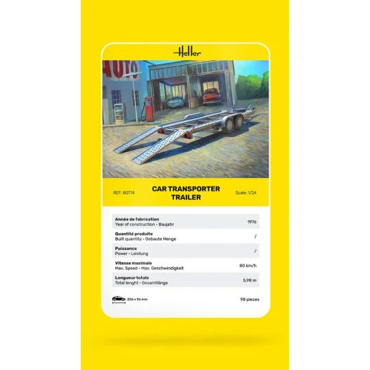 Car Transporter Trailer, 1/24 - Heller 80774 Car Transporter Trailer, 1/24 - Heller 80774