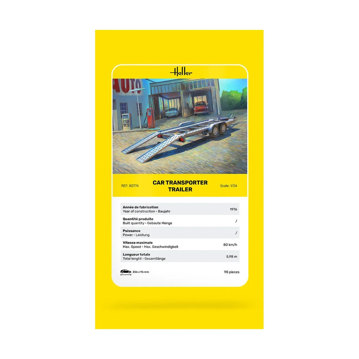 Car Transporter Trailer, 1/24 - Heller 80774 Car Transporter Trailer, 1/24 - Heller 80774
