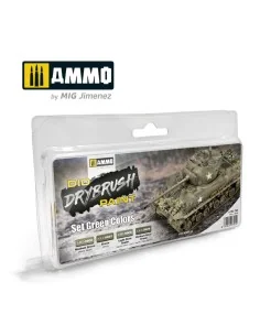 DRYBRUSH Set Green Colors - AMMO by MIG Jimenez A.MIG-7301