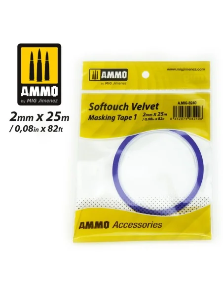 Softouch Velvet Masking Tape 1 (2mm x 25M) - AMMO by MIG Jimenez A....