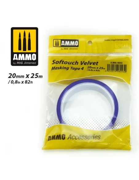 Softouch Velvet Masking Tape 4 (20mm x 25M) - AMMO by MIG Jimenez A...