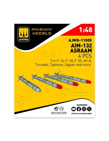 AIM-132 ASRAAM (4 pcs), 1/48 - AMMO by MIG Jimenez A.MIG-11005