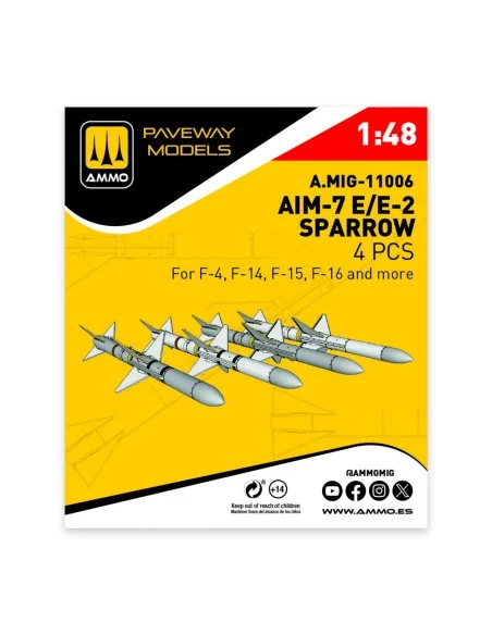 AIM-7E/E2 Sparrow (4 pcs), 1/48 - AMMO by MIG Jimenez A.MIG-11006
