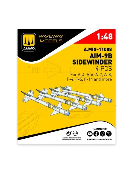 AIM-9B Sidewinder (4 pcs), 1/48 - AMMO by MIG Jimenez A.MIG-11008