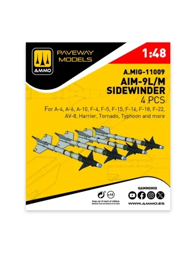 AIM-9L/M Sidewinder (4 pcs), 1/48 - AMMO by MIG Jimenez A.MIG-11009