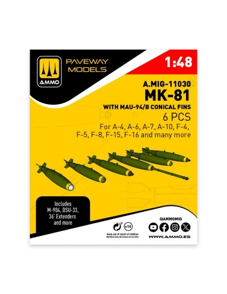 MK-81 with MAU-94/B conical fin (6 pcs), 1/48 - AMMO by MIG Jimenez...