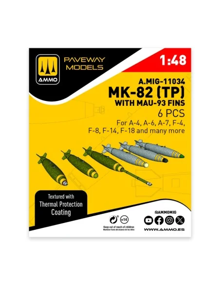 MK-82 with thermal protection and MAU-93 fin (6 pcs), 1/48 - AMMO b...