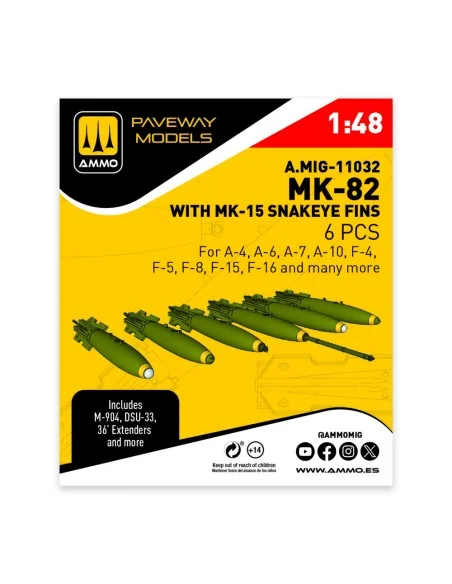 MK-82 with MK-15 Snakeye fin (6 pcs), 1/48 - AMMO by MIG Jimenez A....