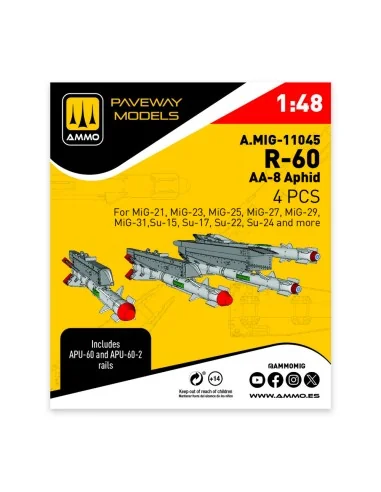 R-60 - AA-8 Aphid (4 pcs), 1/48 - AMMO by MIG Jimenez A.MIG-11045