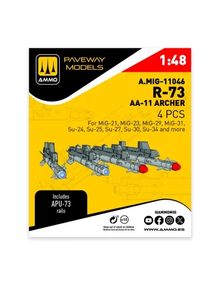 R-73 - AA-11 Archer (4 pcs), 1/48 - AMMO by MIG Jimenez A.MIG-11046