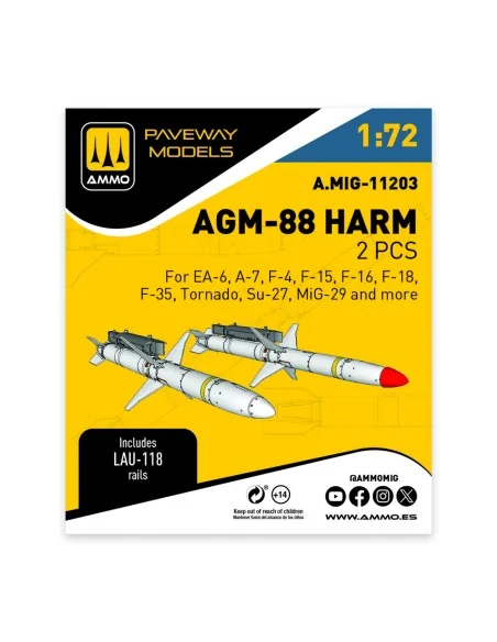 AGM-88 HARM (2 pcs), 1/72 - AMMO by MIG Jimenez A.MIG-11203