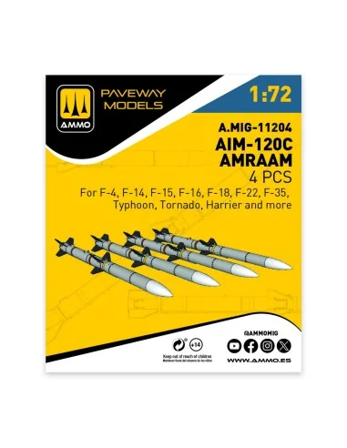 AIM-120C AMRAAM (4 pcs), 1/72 - AMMO by MIG Jimenez A.MIG-11204