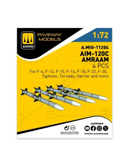 AIM-120C AMRAAM (4 pcs), 1/72 - AMMO by MIG Jimenez A.MIG-11204
