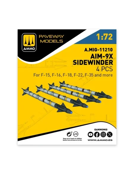 AIM-9X Sidewinder (4 pcs), 1/72 - AMMO by MIG Jimenez A.MIG-11210