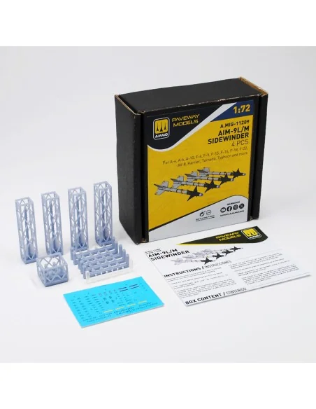 AIM-9L/M Sidewinder (4 pcs), 1/72 - AMMO by MIG Jimenez A.MIG-11209