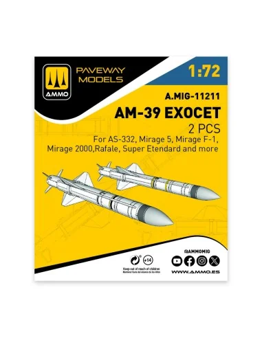 AM-39 Exocet (2 pcs), 1/72 - AMMO by MIG Jimenez A.MIG-11211