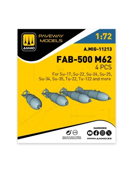 FAB-500 M62 (4 pcs), 1/72 - AMMO by MIG Jimenez A.MIG-11213