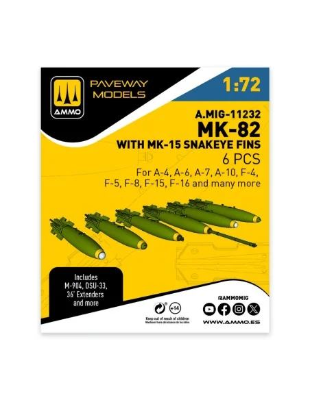 [NO_DESC] MK-82 with MK-15 Snakeye fin (6 pcs), 1/72 - AMMO by MIG ...