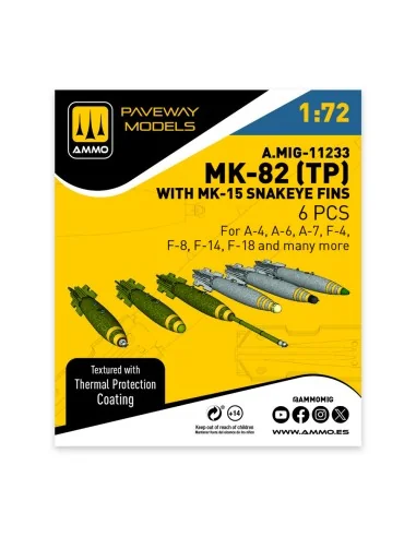 MK-82 with thermal protection and MK-15 Snakeye fin (6 pcs), 1/72 -...