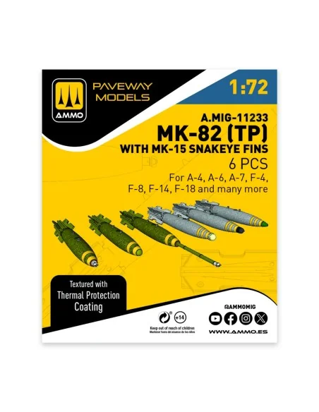 MK-82 with thermal protection and MK-15 Snakeye fin (6 pcs), 1/72 -...
